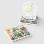 Traditioneller chinesischer Drache für das chinesi Steinuntersetzer (Seitenansicht)