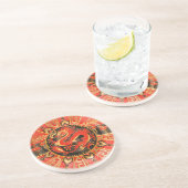 Traditioneller chinesischer Drache Red Gold Golden Getränkeuntersetzer (Seite)