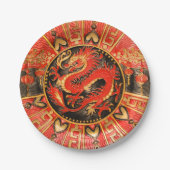 Traditioneller chinesischer Drache Red Gold Golden Pappteller (Vorderseite)