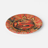 Traditioneller chinesischer Drache Red Gold Golden Pappteller (Schrägansicht)