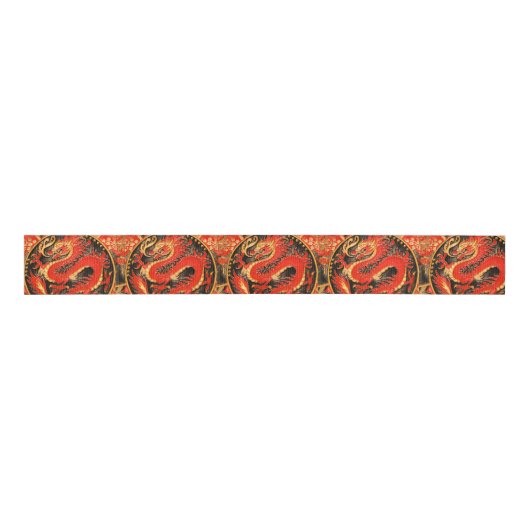 Traditioneller chinesischer Drache Red Gold Golden Ripsband (Vorderseite)