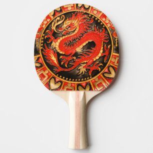 Traditioneller chinesischer Drache Red Gold Golden Tischtennis Schläger