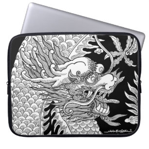 Traditioneller chinesischer Drachenschwarz und Wei Laptopschutzhülle