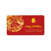 Traditioneller chinesischer Dragon Phoenix Hochzei Adressaufkleber (Vorne)