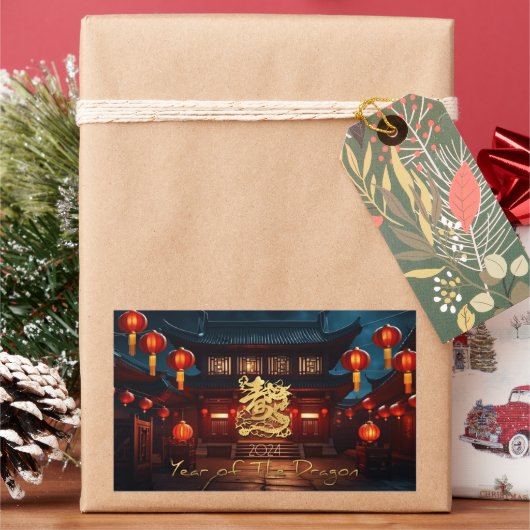 Traditioneller chinesischer New Year Dragon Temple Rechteckiger Aufkleber (Feiertag)