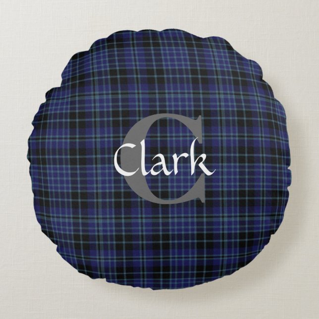 Traditioneller Clarktartan-mit Monogramm Kissen (Vorderseite)