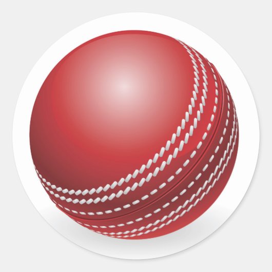 Traditioneller Cricketball in schimmerndem Rot Runder Aufkleber (Vorderseite)