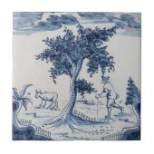 Traditioneller Delft Tile mit Bauer und Kuh-31 Fliese (Vorderseite)