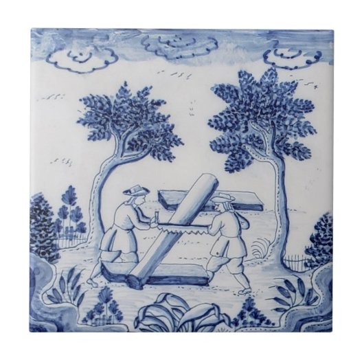 Traditioneller Delft Tile mit Carpenters-33 Fliese (Vorderseite)