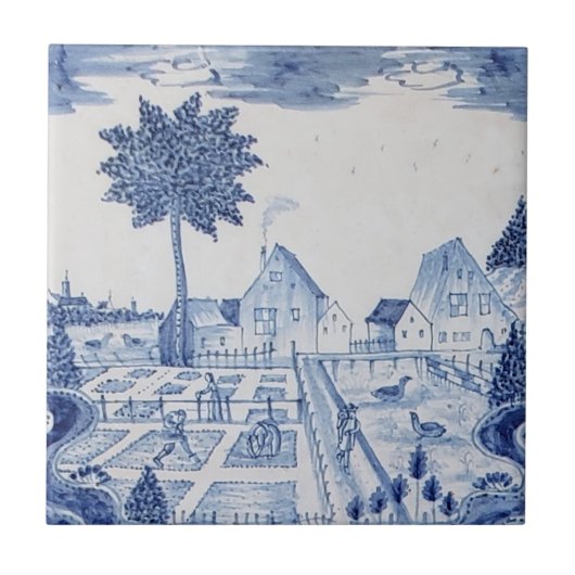Traditioneller Delft Tile mit Country Anwesen-32 Fliese (Vorderseite)