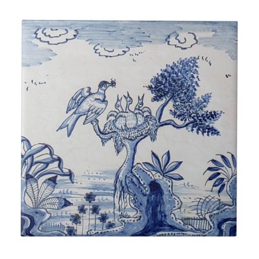 Traditioneller Delft Tile mit Vögeln-30 Fliese (Vorderseite)