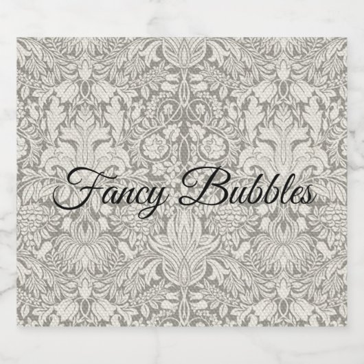 Traditioneller, dunkler weißer Damast Schaumweinetikett (Einzelnes Label)