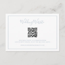 Traditioneller Dusty Blue QR Code Elegante Hochzei Begleitkarte