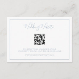 Traditioneller Dusty Blue QR Code Elegante Hochzei Begleitkarte