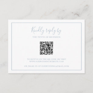 Traditioneller Dusty Blue QR Code Elegante Hochzei RSVP Karte