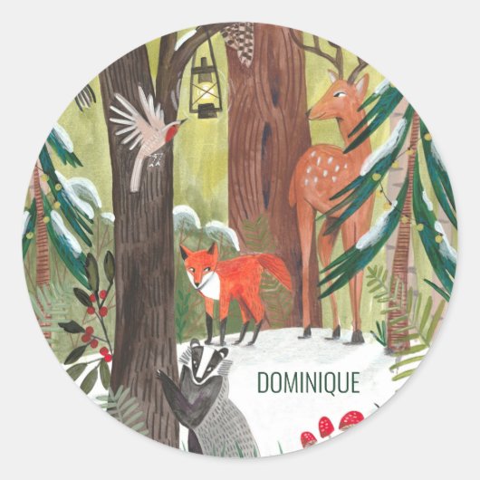 Traditioneller Feiertagsfest Waldland individuelle Runder Aufkleber (Vorderseite)