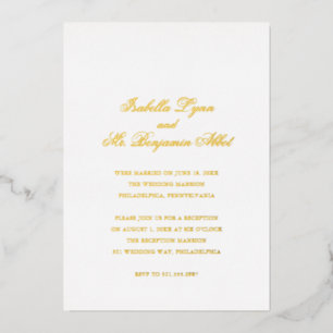 Traditioneller formaler Empfang für Hochzeiten Folieneinladung