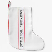 Traditioneller französischer Joyeux Noël Red Strip Kleiner Weihnachtsstrumpf (Vorderseite)