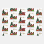 Traditioneller froher Weihnachtsbaum Geschenkpapier Set (Vorderseite)