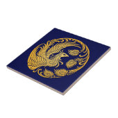 Traditioneller gelber Phoenix-Kreis auf Blau Fliese (Seite)