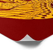 Traditioneller gelber Phönix-Zirkel auf Rot Poster (Ecke)