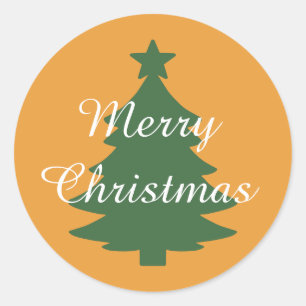 Traditioneller Golden Orange Merry Christmas Stick Runder Aufkleber