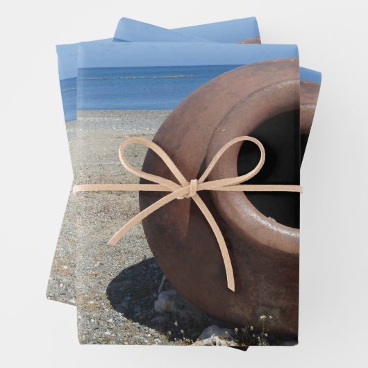 Traditioneller griechischer Terracotta Pot am Stra Geschenkpapier Set (Beispiel)