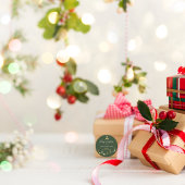 Traditioneller grüner froher Weihnachtsurlaub Runder Aufkleber