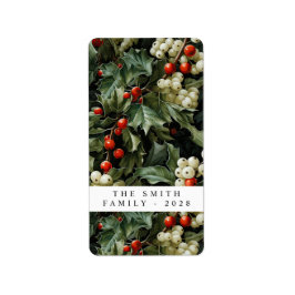 Traditioneller grüner Holly-Urlaub Adressaufkleber