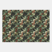 Traditioneller grüner Holly-Urlaub Geschenkpapier Set (Vorderseite 3)