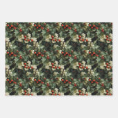 Traditioneller grüner Holly-Urlaub Geschenkpapier Set (Vorderseite 2)