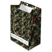Traditioneller grüner Holly-Urlaub Mittlere Geschenktüte (Vorderseite Schrägansicht)