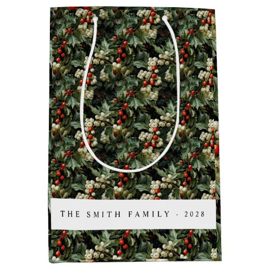 Traditioneller grüner Holly-Urlaub Mittlere Geschenktüte (Vorderseite)