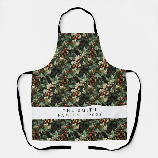 Traditioneller grüner Holly-Urlaub Schürze (Vorderseite)