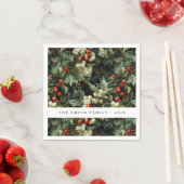 Traditioneller grüner Holly-Urlaub Serviette (Beispiel)