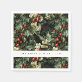 Traditioneller grüner Holly-Urlaub Serviette