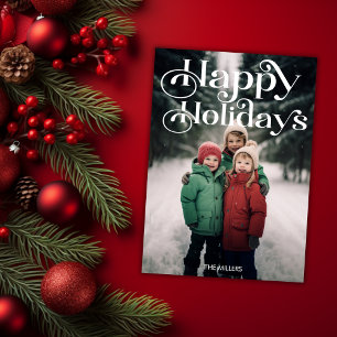Traditioneller Happy Holidays Minimal 1 Foto Elega Feiertagskarte