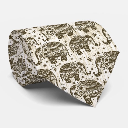 Traditioneller Indien-Elefant-Block-Druck-Entwurf Krawatte (Gerollt)