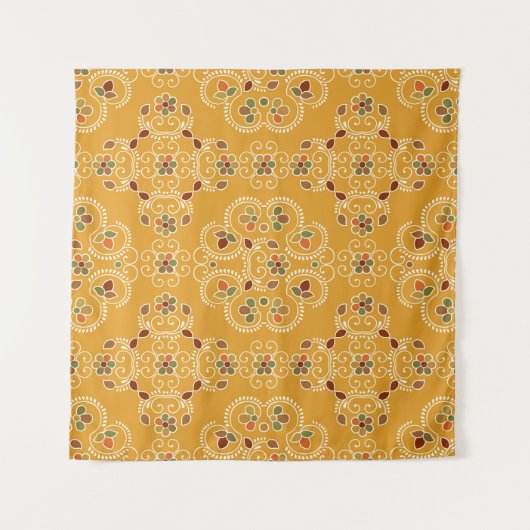 Traditioneller indischer Damast, nahtloses Muster. Wandteppich (Vorderseite (Horizontal))