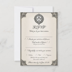 Traditioneller Irischer Celtic Knot & Claddagh Rin RSVP Karte
