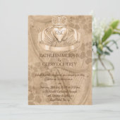 Traditioneller Irischer Claddagh Ring, Kleeblatt & Einladung (Stehend Vorderseite)