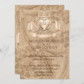 Traditioneller Irischer Claddagh Ring, Kleeblatt & Einladung (Vorne/Hinten)