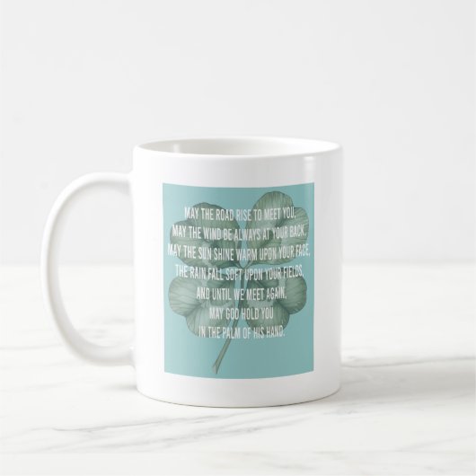 Traditioneller irischer Segen mit Vier-Blatt-Klee- Kaffeetasse (Links)