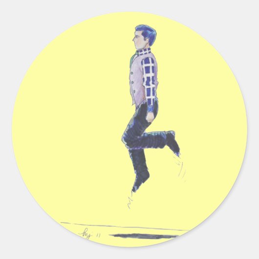 Traditioneller irischer Tanz-Cartoon Runder Aufkleber (Vorderseite)