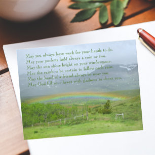 Traditioneller Irish Blessing Valley Regenbogen Postkarte