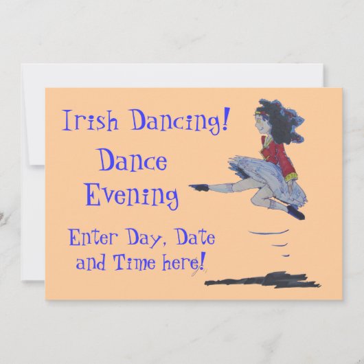 Traditioneller Irish Dancing Cartoon Einladung (Vorderseite)