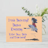 Traditioneller Irish Dancing Cartoon Einladung (Stehend Vorderseite)