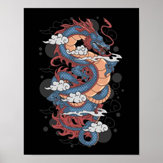 Traditioneller japanischer Drache Tattoo Art Pos Poster (Vorne)