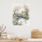 Traditioneller japanischer Garten im Frühling Poster (Küche)