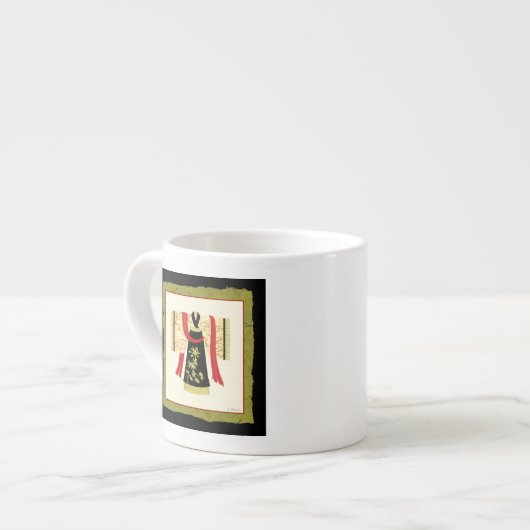 Traditioneller japanischer Kimono mit Blumendruck Espressotasse (Vorderseite Links)